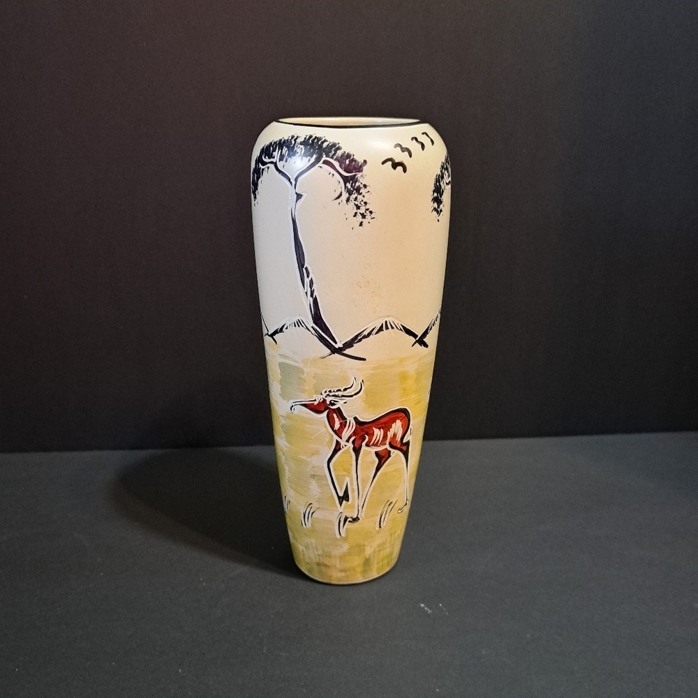 African Safari‎ Landscape Gazelle Soapstone Vase
